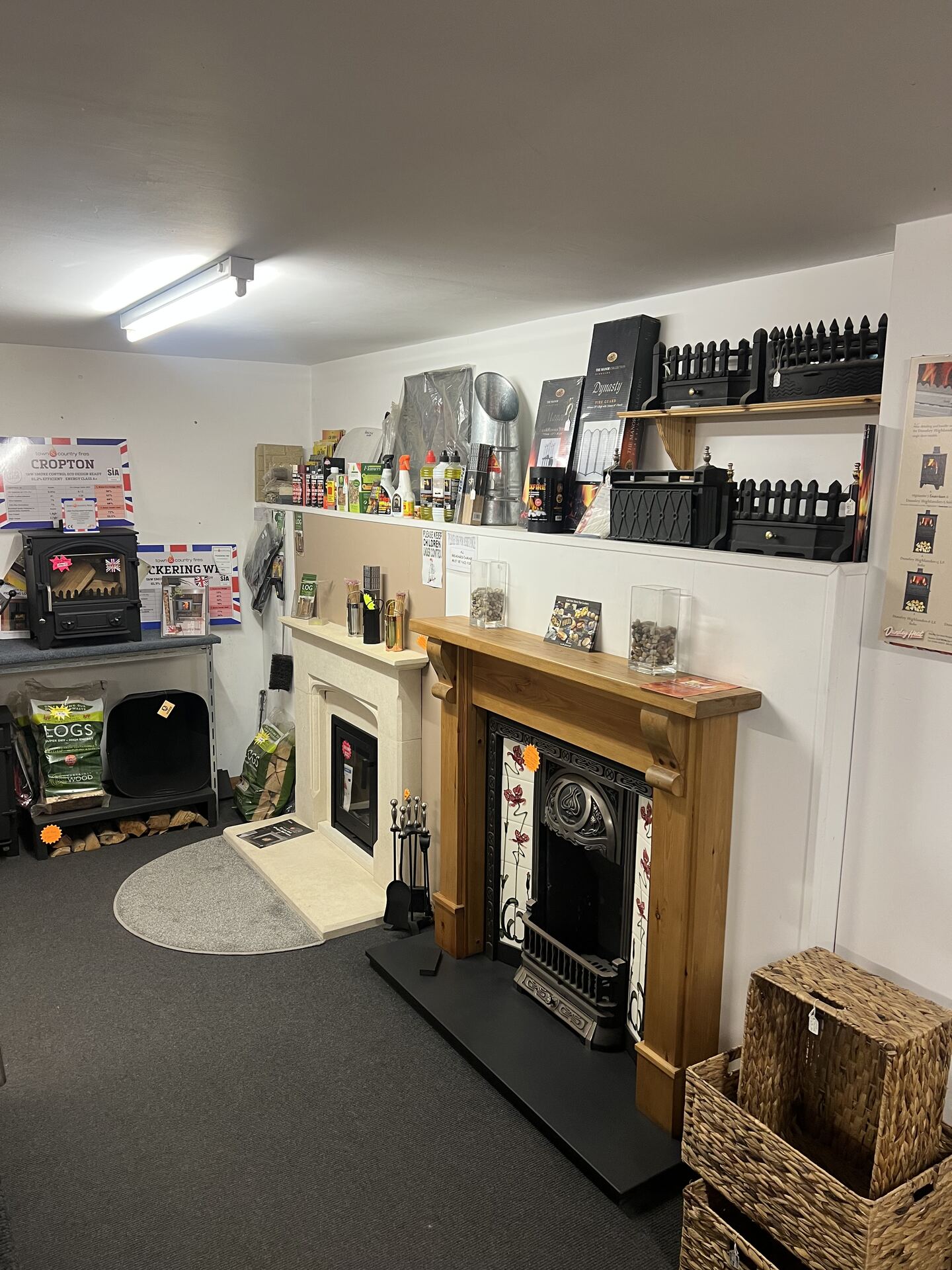 Fireplaces and surrounds in the showroom